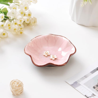 Ring Dish, Kiln Glaze Jewelry Trinket Tray, Gifts for Women I Lotus Leaf Necklace Earrings Holder on Nightstand Bathroom, Ceramic Cute Key Bowl, White. All Jewelries Are NOT Included.