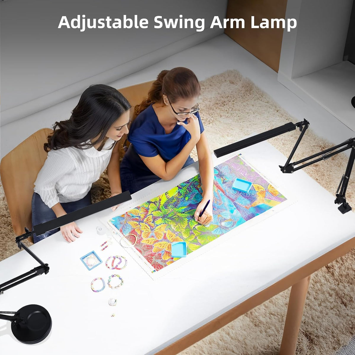 LED Desk Lamp with Clamp,2-in-1 Clamp on Desk Lamps with Base,50.7" Adjustable Swing Arm Architect Desk Lamp,Memory Function Desk Lights for Home Office,Workbench,Reading,Craft,Drafting