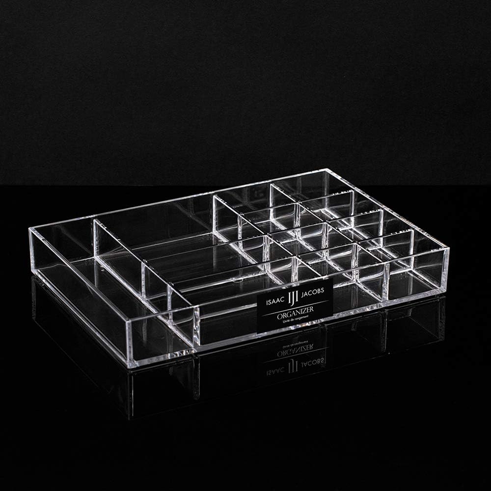 12-Compartment Clear Acrylic Drawer Organizer - 9.4"x6.4"x1.3"