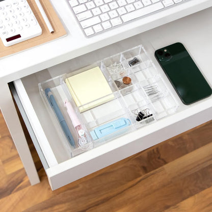 12-Compartment Clear Acrylic Drawer Organizer - 9.4"x6.4"x1.3"