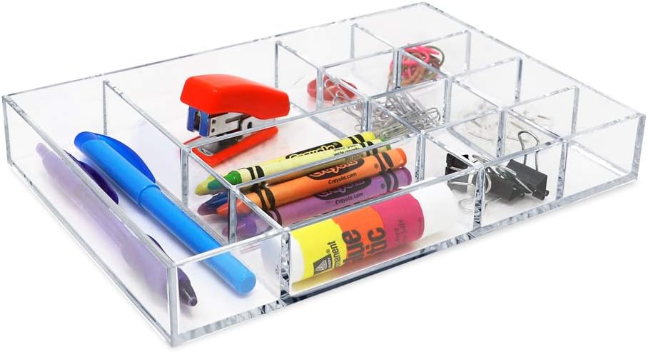 12-Compartment Clear Acrylic Drawer Organizer - 9.4"x6.4"x1.3"