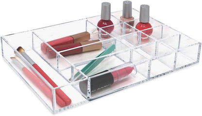 12-Compartment Clear Acrylic Drawer Organizer - 9.4"x6.4"x1.3"