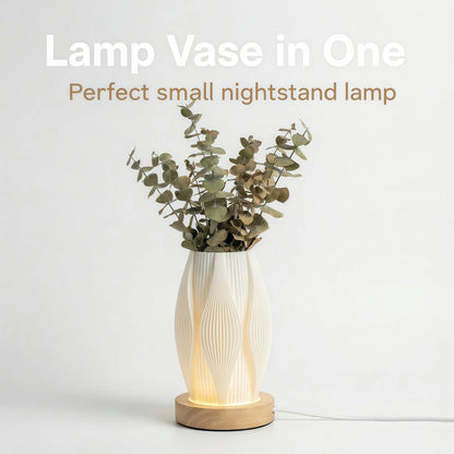 Small Bedside Lamp for Nightstand, 3D Printed Mini Table Lamp, 3 Color Temperatures Warm to Cool White, Cozy Small Lamp for Bedroom Dorm Tight Spaces, Ash Wood Base, 8.8 Inch Tall - Honeycomb