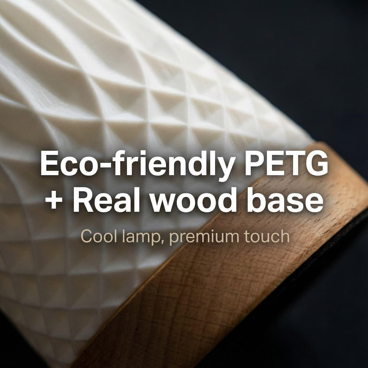 Small Bedside Lamp for Nightstand, 3D Printed Mini Table Lamp, 3 Color Temperatures Warm to Cool White, Cozy Small Lamp for Bedroom Dorm Tight Spaces, Ash Wood Base, 8.8 Inch Tall - Honeycomb