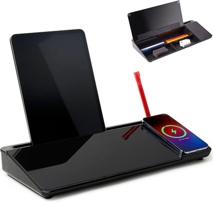 Desktop Whiteboard with Wireless Charger Adapter Included Desk Buddy Charging Desktop Whiteboard Keyboard Glassboard Dry Erase Board Dry Erase Accessories 15.8X7X2 inches