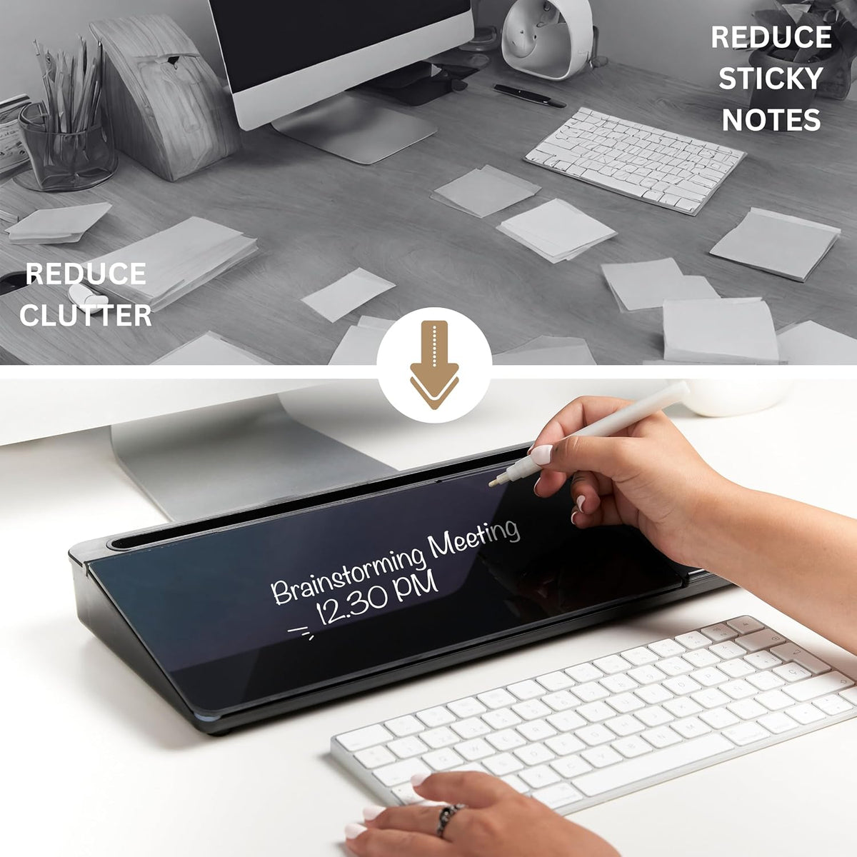 Desktop Whiteboard with Wireless Charger Adapter Included Desk Buddy Charging Desktop Whiteboard Keyboard Glassboard Dry Erase Board Dry Erase Accessories 15.8X7X2 inches