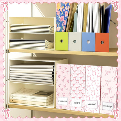 Pink Bow Set of 4 Magazine File Holder Decorative