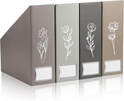 Pink Bow Set of 4 Magazine File Holder Decorative