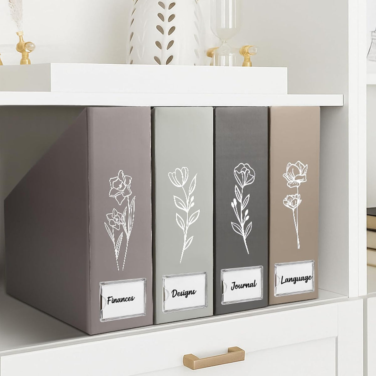 Pink Bow Set of 4 Magazine File Holder Decorative