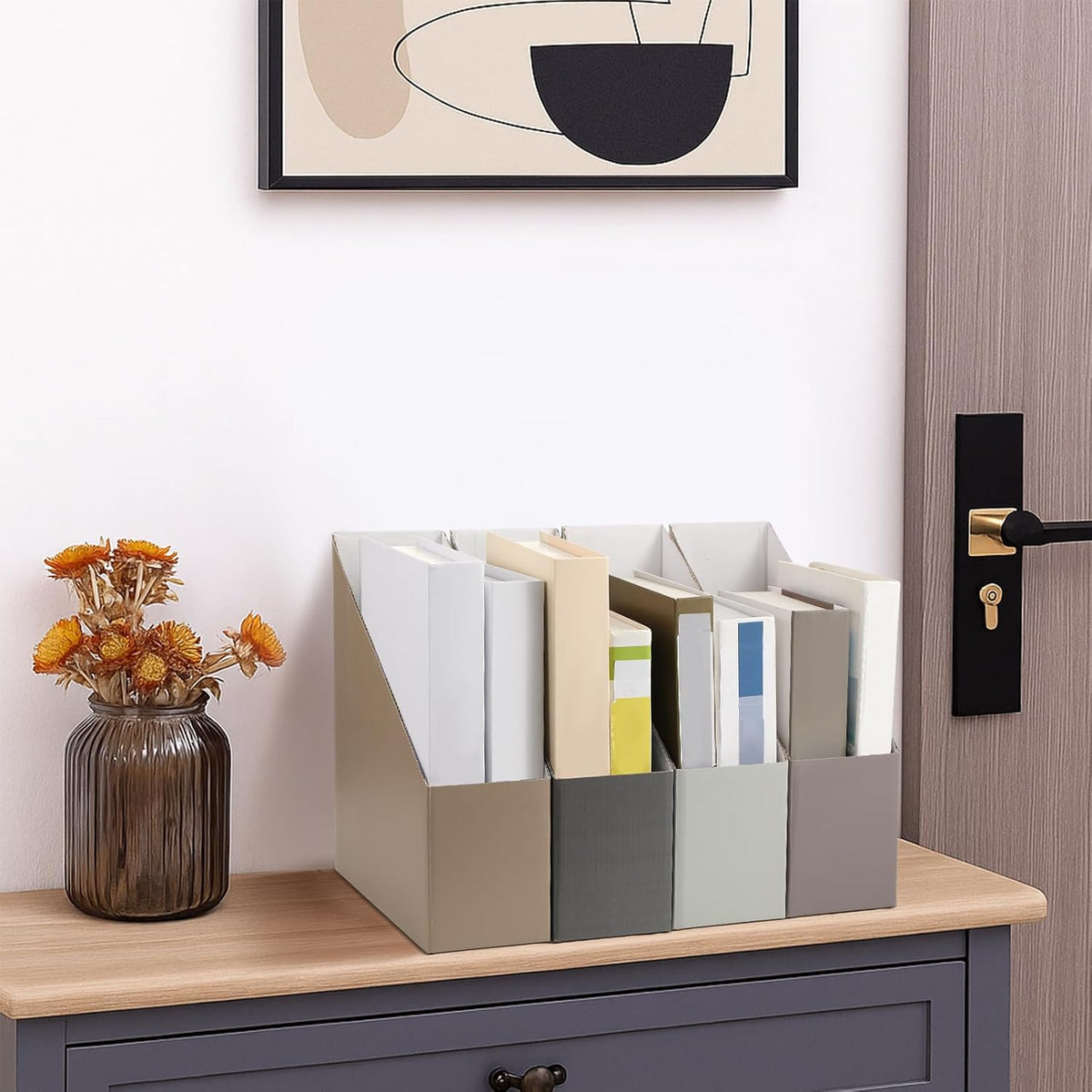 Pink Bow Set of 4 Magazine File Holder Decorative