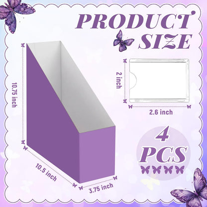 Pink Bow Set of 4 Magazine File Holder Decorative