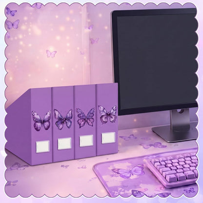Pink Bow Set of 4 Magazine File Holder Decorative