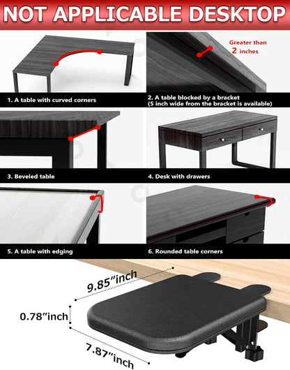 Arm Rest for Desk, Ergonomics Wrist Rest, Desk Extender, Soft Sponge Built-in, Comfortable Arm Support for Desk, Foldable Elbow Rest for Desk, Home, Office(1pcs)