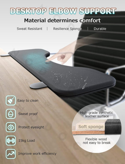 Arm Rest for Desk, Ergonomics Wrist Rest, Desk Extender, Soft Sponge Built-in, Comfortable Arm Support for Desk, Foldable Elbow Rest for Desk, Home, Office(1pcs)