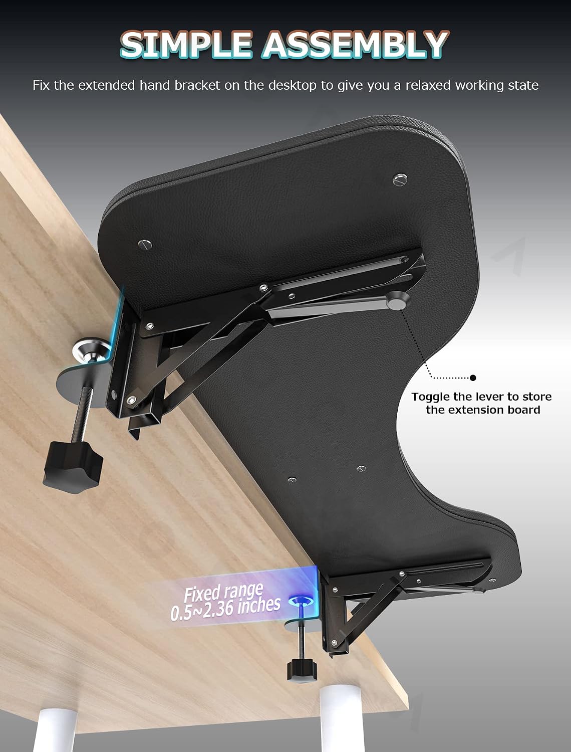 Arm Rest for Desk, Ergonomics Wrist Rest, Desk Extender, Soft Sponge Built-in, Comfortable Arm Support for Desk, Foldable Elbow Rest for Desk, Home, Office(1pcs)