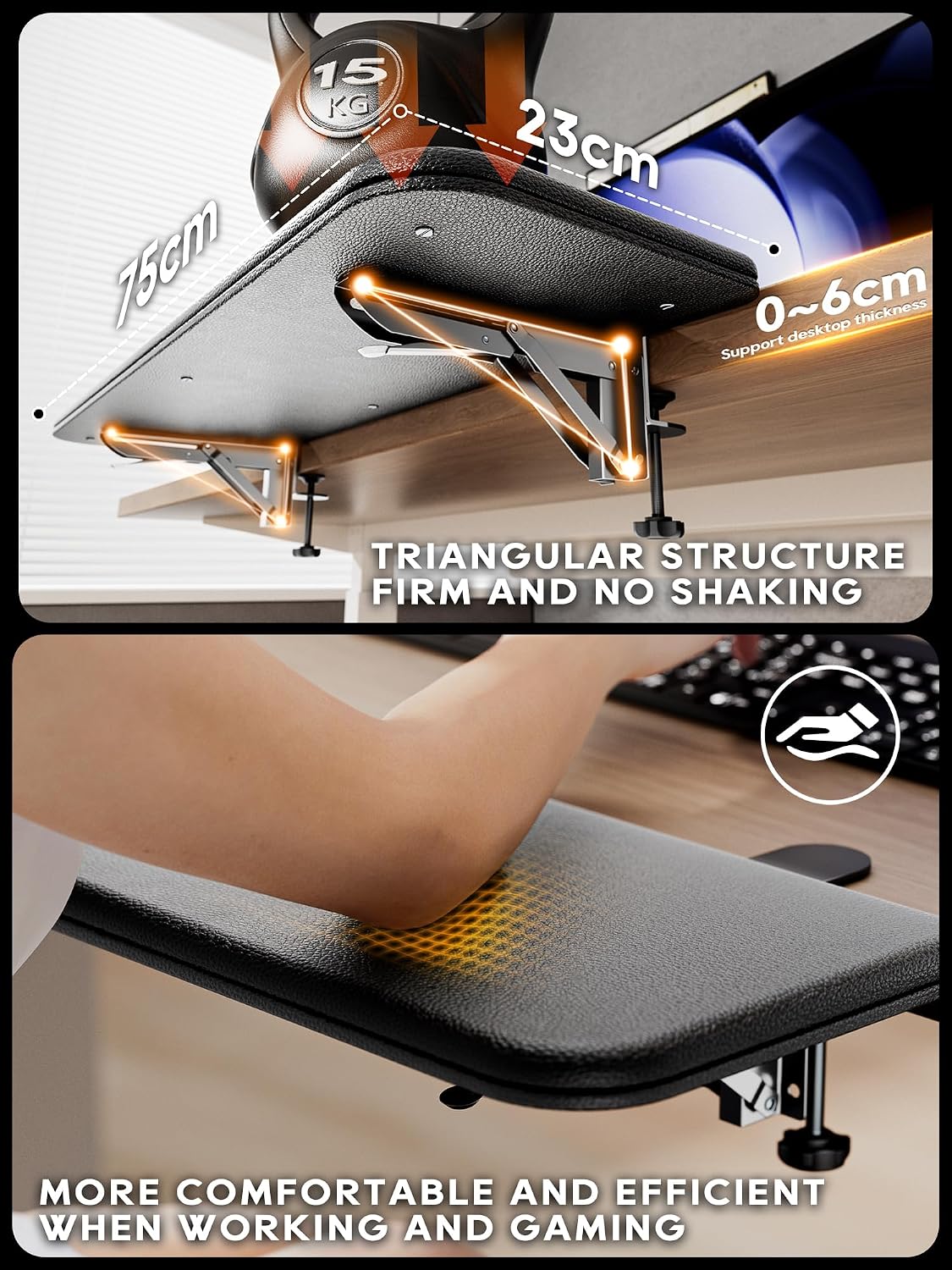 Arm Rest for Desk, Ergonomics Wrist Rest, Desk Extender, Soft Sponge Built-in, Comfortable Arm Support for Desk, Foldable Elbow Rest for Desk, Home, Office(1pcs)