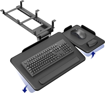 Black Under Desk 27 x 12 in Tilting Keyboard Tray, Mount-KBTM1