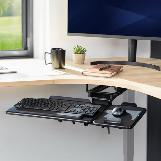 Black Under Desk 27 x 12 in Tilting Keyboard Tray, Mount-KBTM1