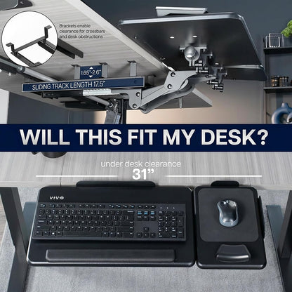 Black Under Desk 27 x 12 in Tilting Keyboard Tray, Mount-KBTM1