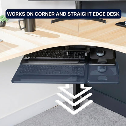 Black Under Desk 27 x 12 in Tilting Keyboard Tray, Mount-KBTM1