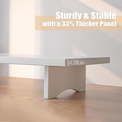 Bamboo Dual Monitor Stand Riser, 2-Tier Desk Shelf with Storage