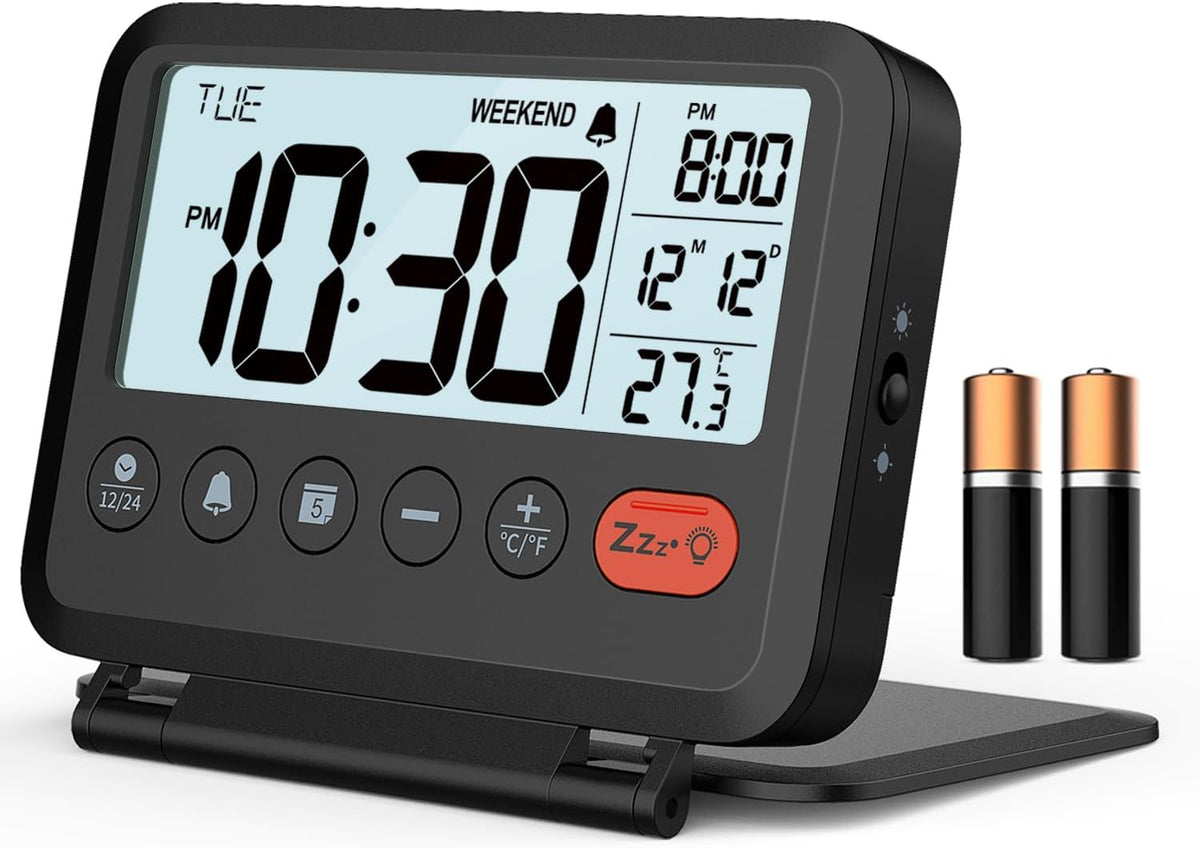 Digital Travel Alarm Clock, Battery Operated Bedroom Clock