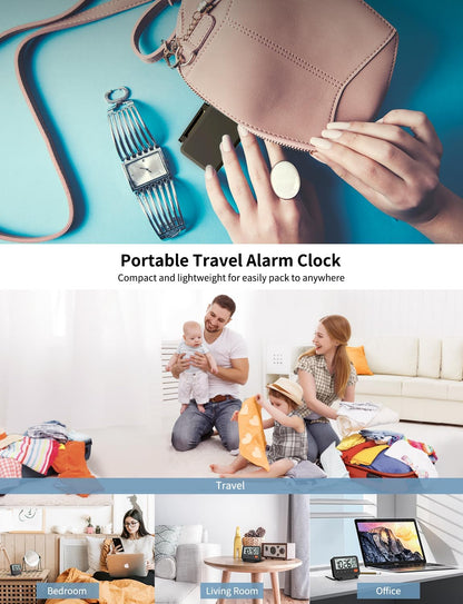 Digital Travel Alarm Clock, Battery Operated Bedroom Clock