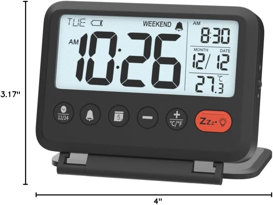 Digital Travel Alarm Clock, Battery Operated Bedroom Clock