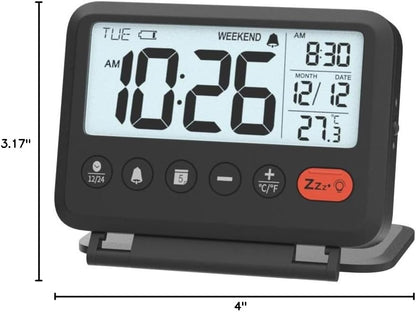 Digital Travel Alarm Clock, Battery Operated Bedroom Clock
