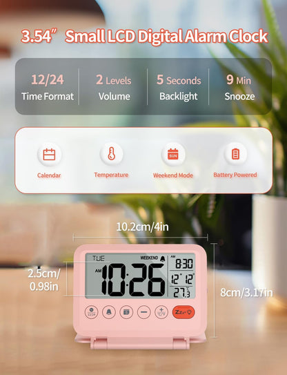 Digital Travel Alarm Clock, Battery Operated Bedroom Clock