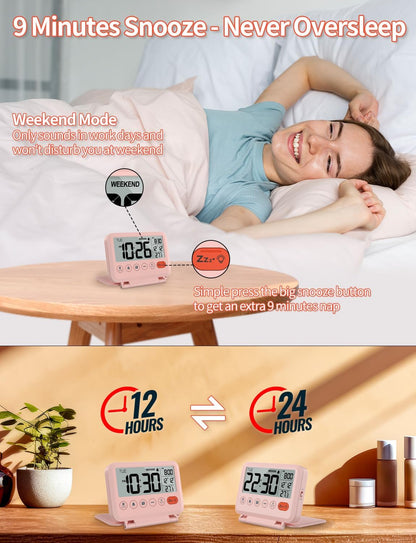 Digital Travel Alarm Clock, Battery Operated Bedroom Clock