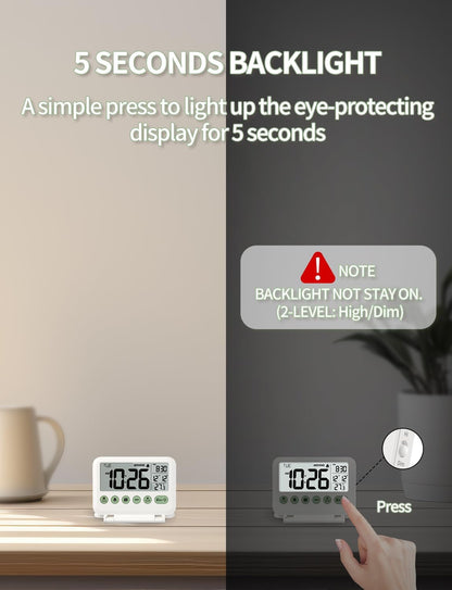 Digital Travel Alarm Clock, Battery Operated Bedroom Clock