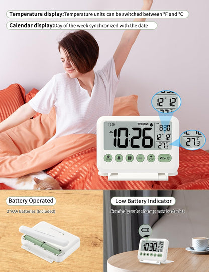 Digital Travel Alarm Clock, Battery Operated Bedroom Clock