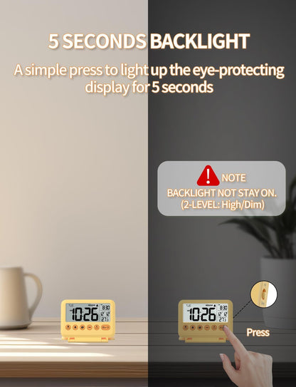 Digital Travel Alarm Clock, Battery Operated Bedroom Clock