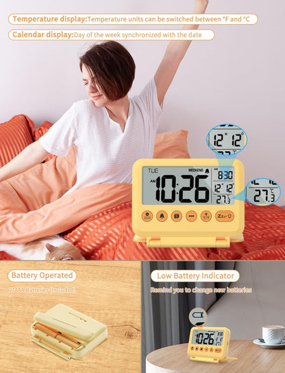 Digital Travel Alarm Clock, Battery Operated Bedroom Clock