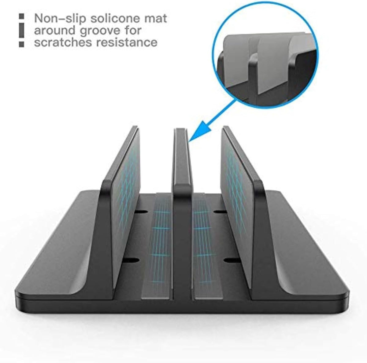 Universal Laptop Vertical Stand, Dual Desktop Adjustable Notebook Stand (up to 17.3 inches) for Samsung/HP/Dell/Chrome Book laptops (Silver)