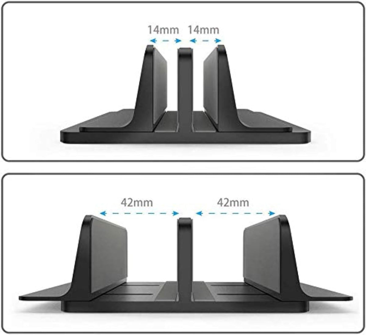 Universal Laptop Vertical Stand, Dual Desktop Adjustable Notebook Stand (up to 17.3 inches) for Samsung/HP/Dell/Chrome Book laptops (Silver)