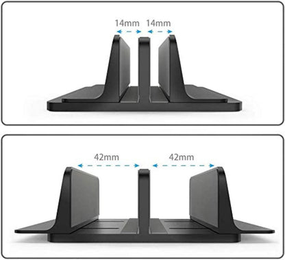 Universal Laptop Vertical Stand, Dual Desktop Adjustable Notebook Stand (up to 17.3 inches) for Samsung/HP/Dell/Chrome Book laptops (Silver)