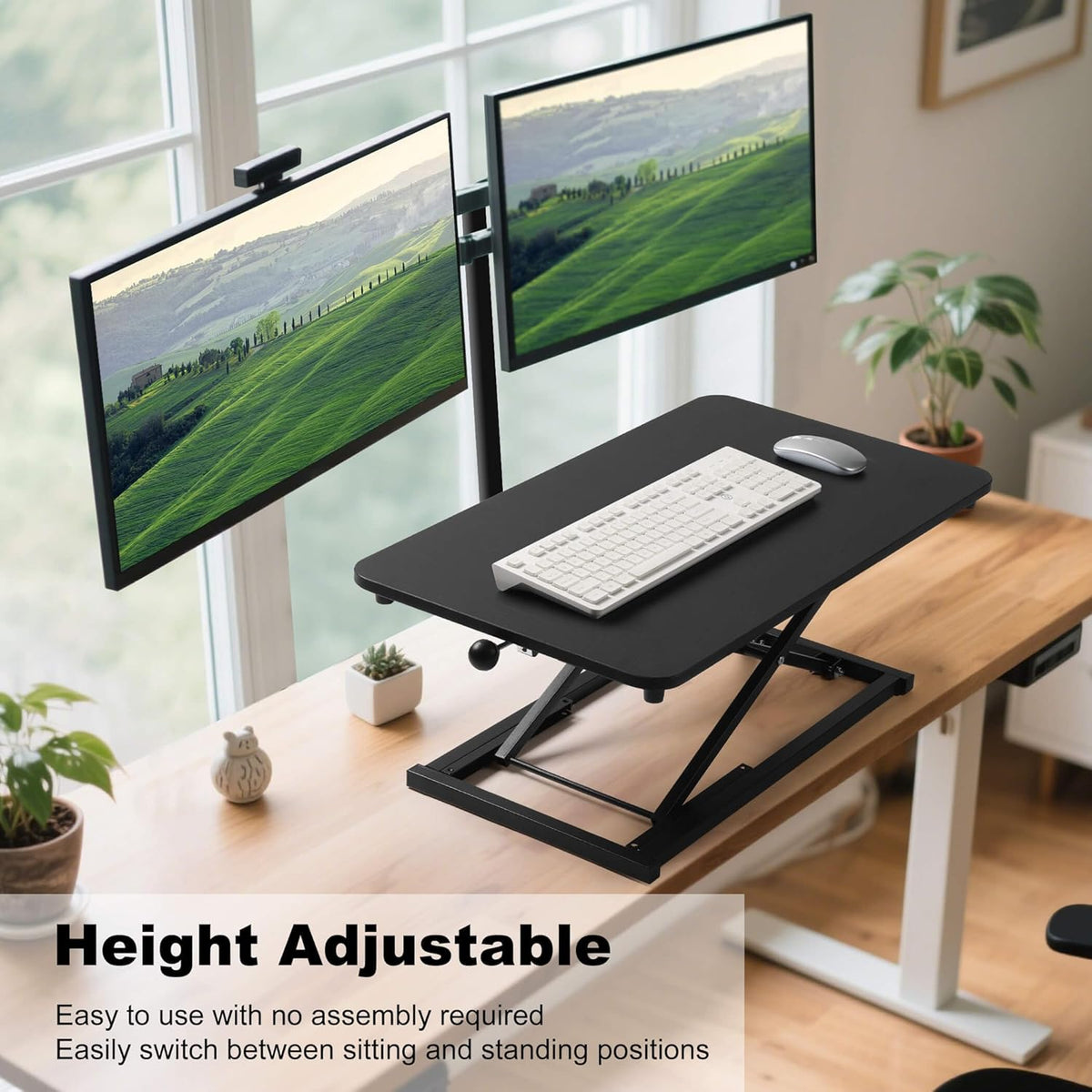 Adjustable Height Standing Desk Converter Keyboard Riser 23.6 Inch Black