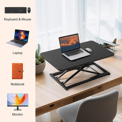 Adjustable Height Standing Desk Converter Keyboard Riser 23.6 Inch Black