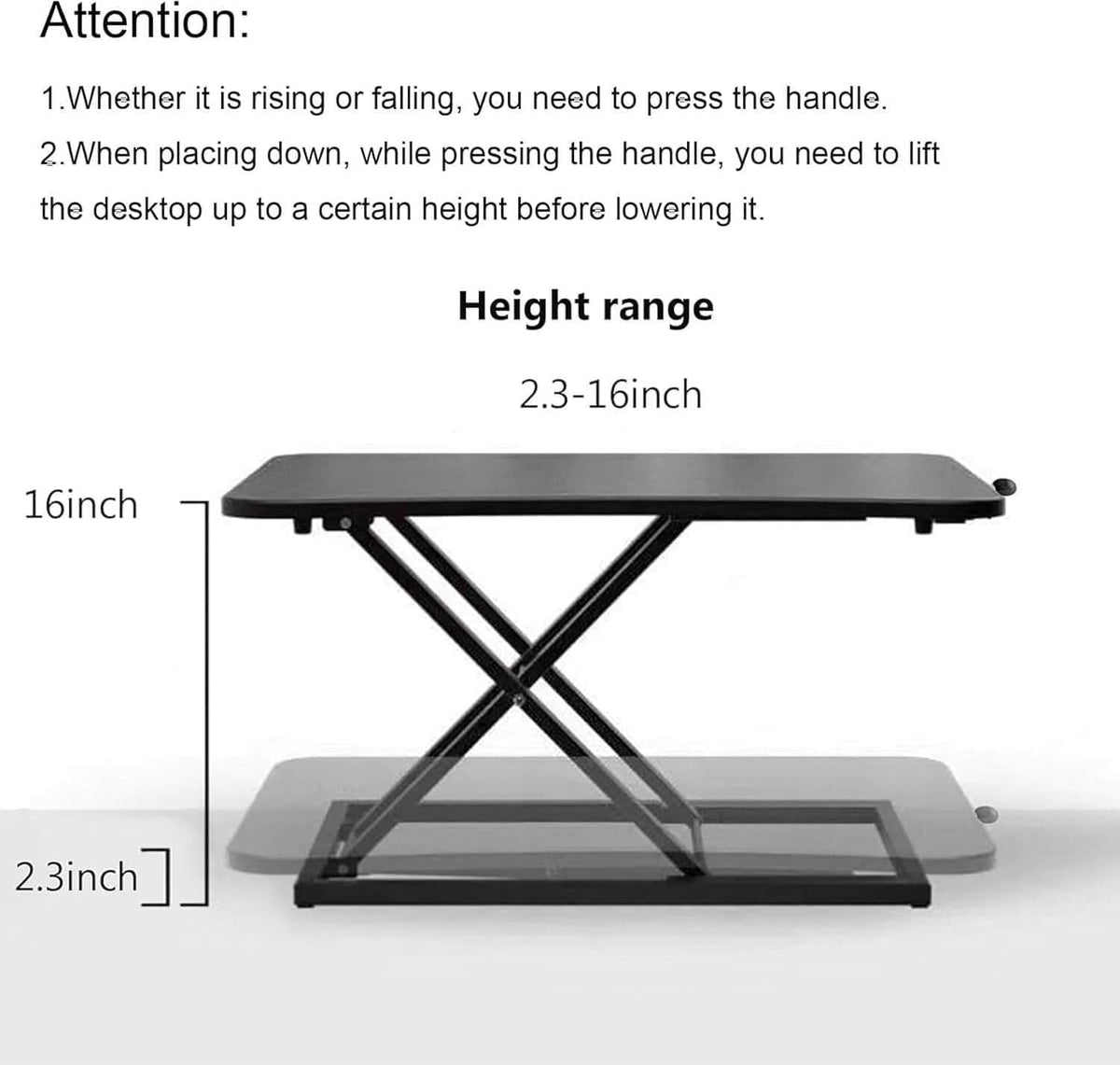 Adjustable Height Standing Desk Converter Keyboard Riser 23.6 Inch Black