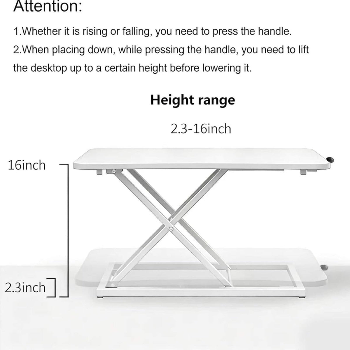 Adjustable Height Standing Desk Converter Keyboard Riser 23.6 Inch Black