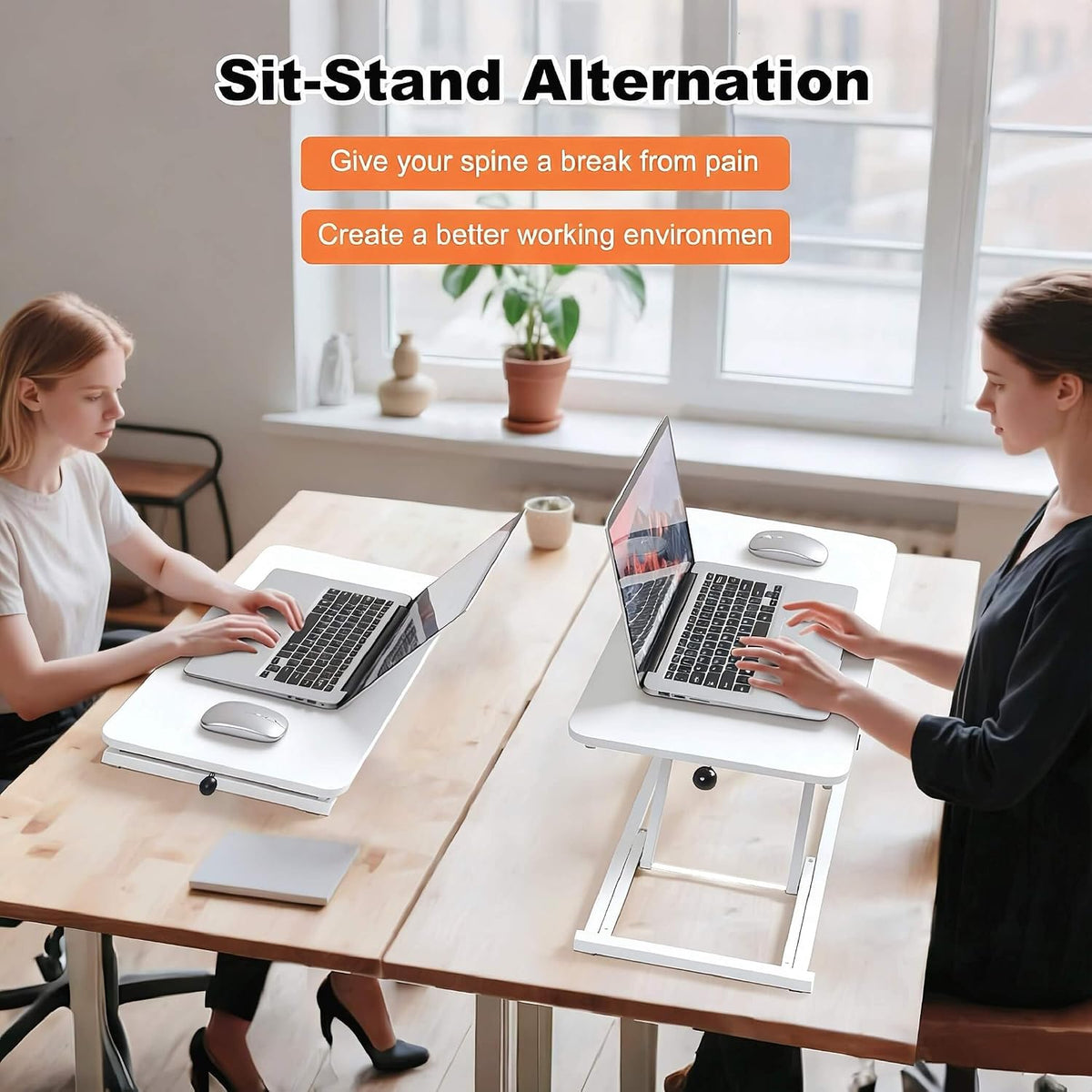Adjustable Height Standing Desk Converter Keyboard Riser 23.6 Inch Black