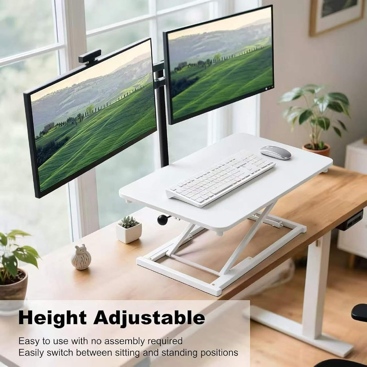 Adjustable Height Standing Desk Converter Keyboard Riser 23.6 Inch Black