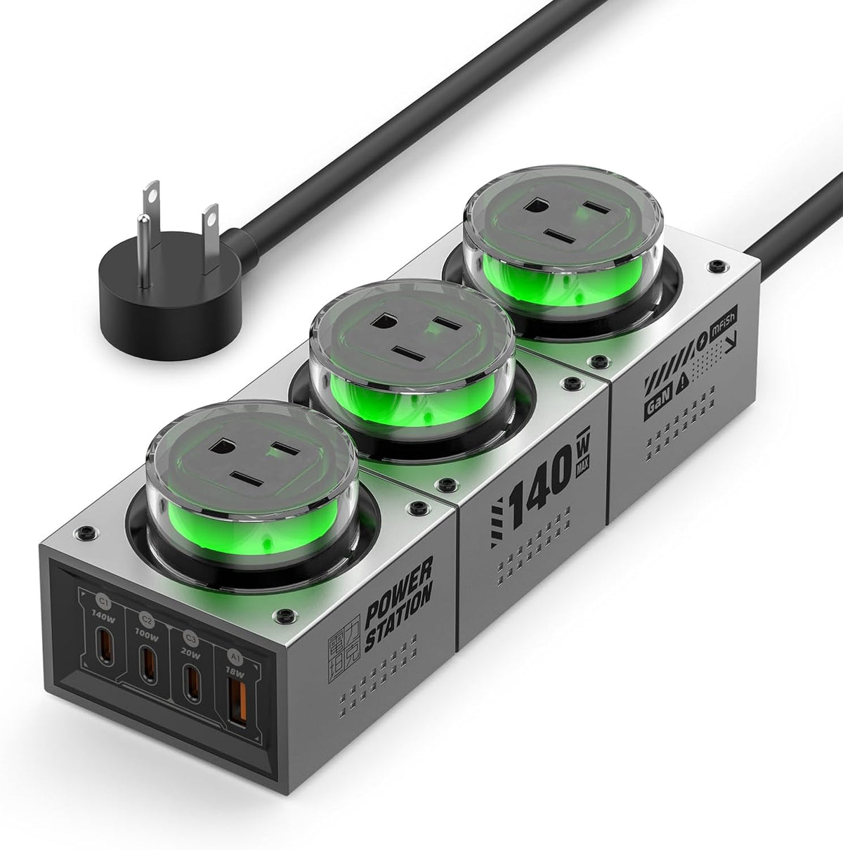 MFish E-Tank 7-in-1 Desktop Charging Station, 240W Max GaN USB-C Charger