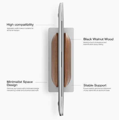 Vertical Laptop Stand, Minimalist Wood Holder for MacBook, Walnut