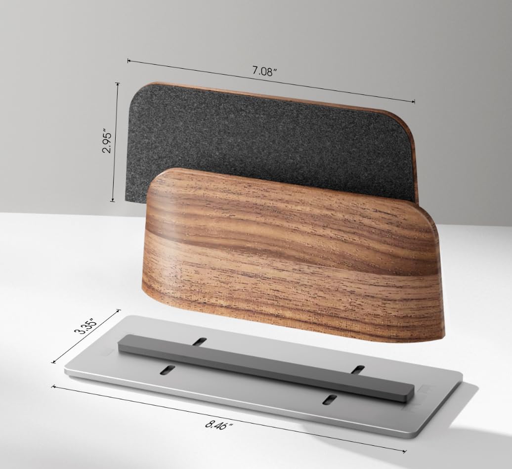 Vertical Laptop Stand, Minimalist Wood Holder for MacBook, Walnut