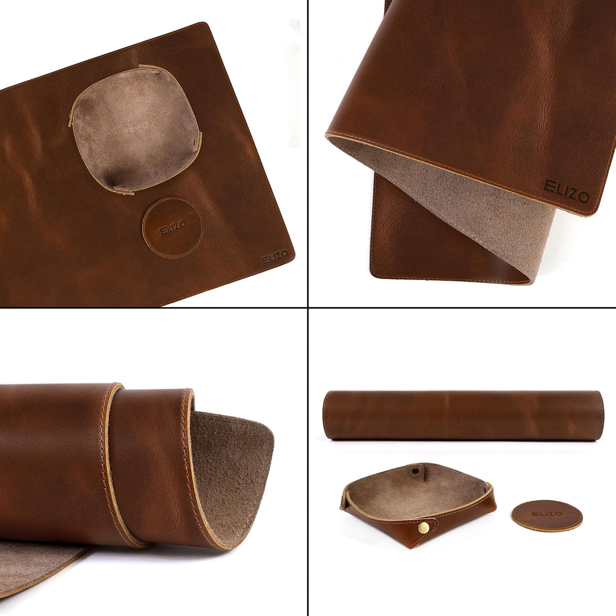 Leather Desk Pad Set Real Leather Desk Mat Thick (3mm) Double Layer (32x16) Cover Blotter Desk Protector Large Computer Mat for Keyboard Mouse Pad Table Laptop Mat Office Accessories Antique