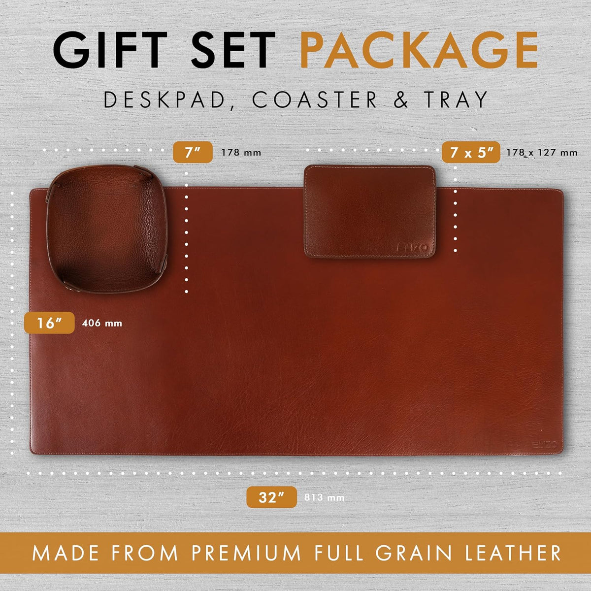 Leather Desk Pad Set Real Leather Desk Mat Thick (3mm) Double Layer (32x16) Cover Blotter Desk Protector Large Computer Mat for Keyboard Mouse Pad Table Laptop Mat Office Accessories Antique