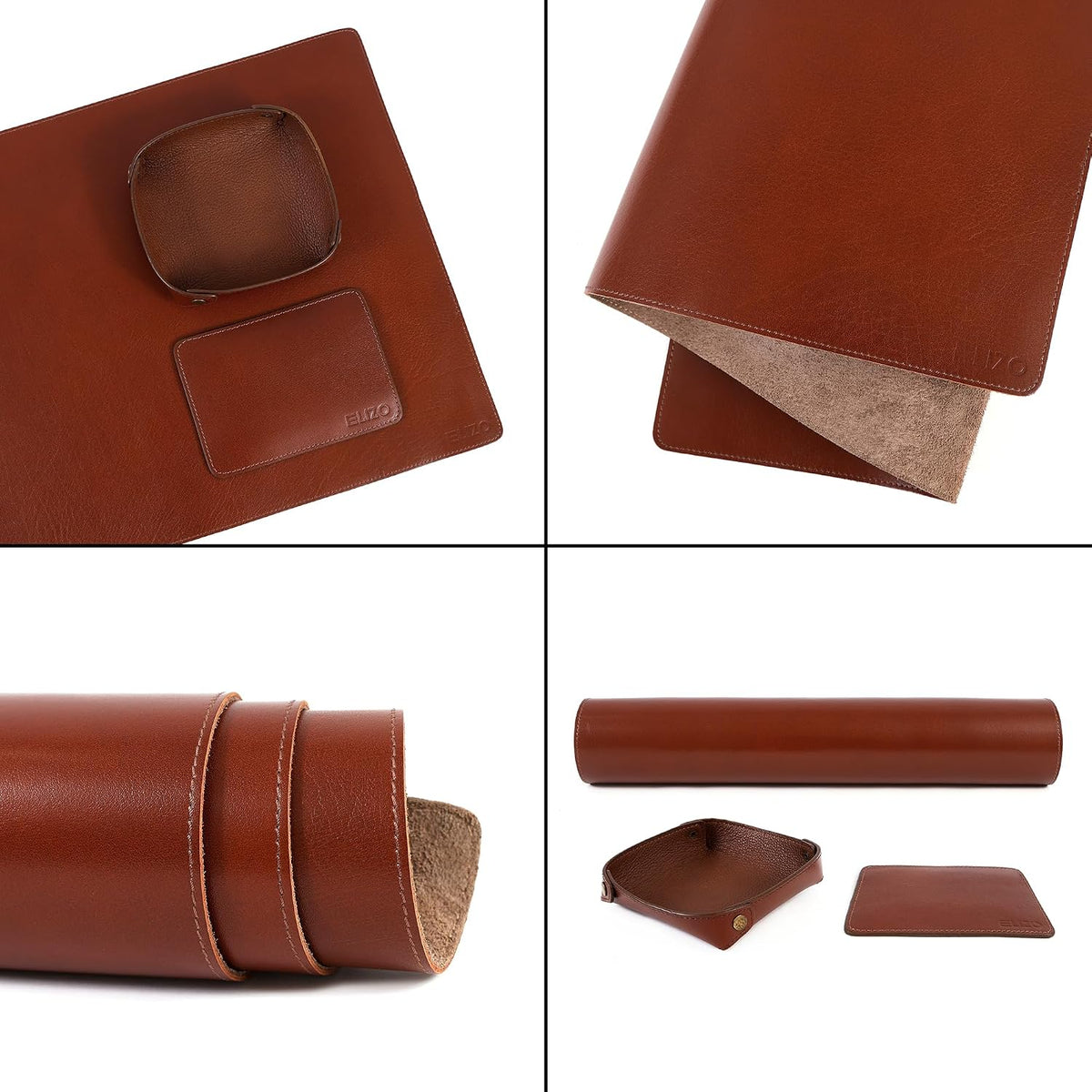 Leather Desk Pad Set Real Leather Desk Mat Thick (3mm) Double Layer (32x16) Cover Blotter Desk Protector Large Computer Mat for Keyboard Mouse Pad Table Laptop Mat Office Accessories Antique